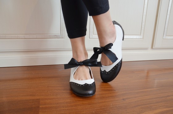 Swing dance shoe art. 600 model in faux leather varano and white leather 1.5 cm heel with leather sole